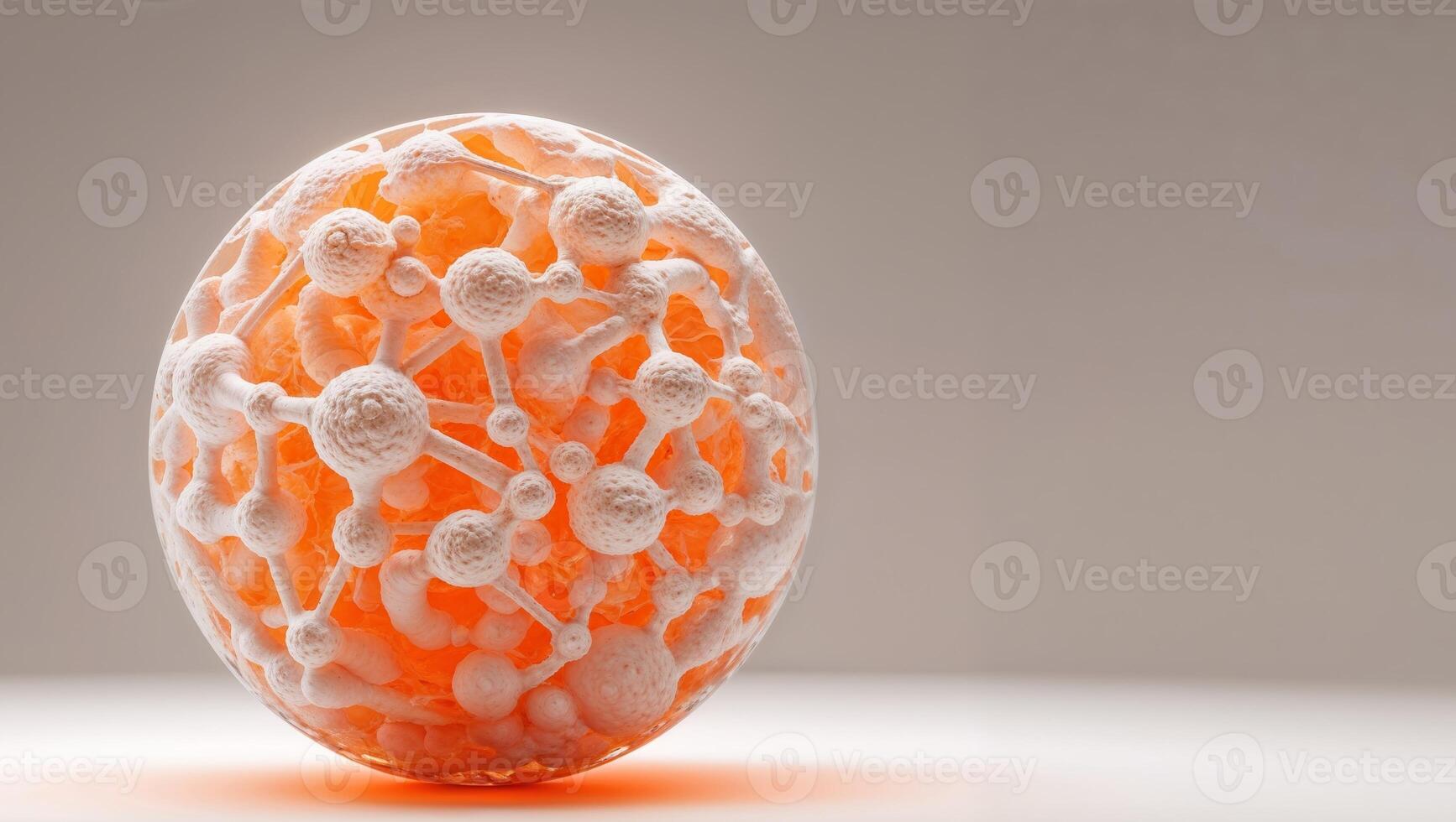 A glass egg with a white and orange design photo