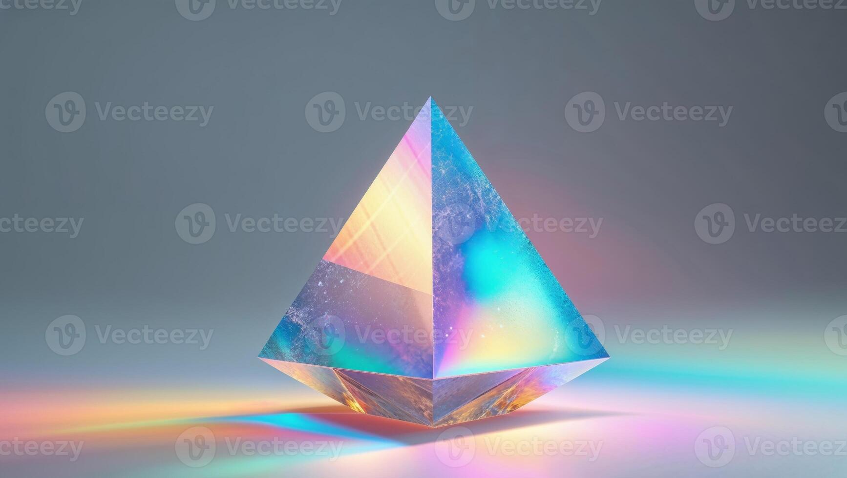 A colorful crystal object with a rainbow light photo