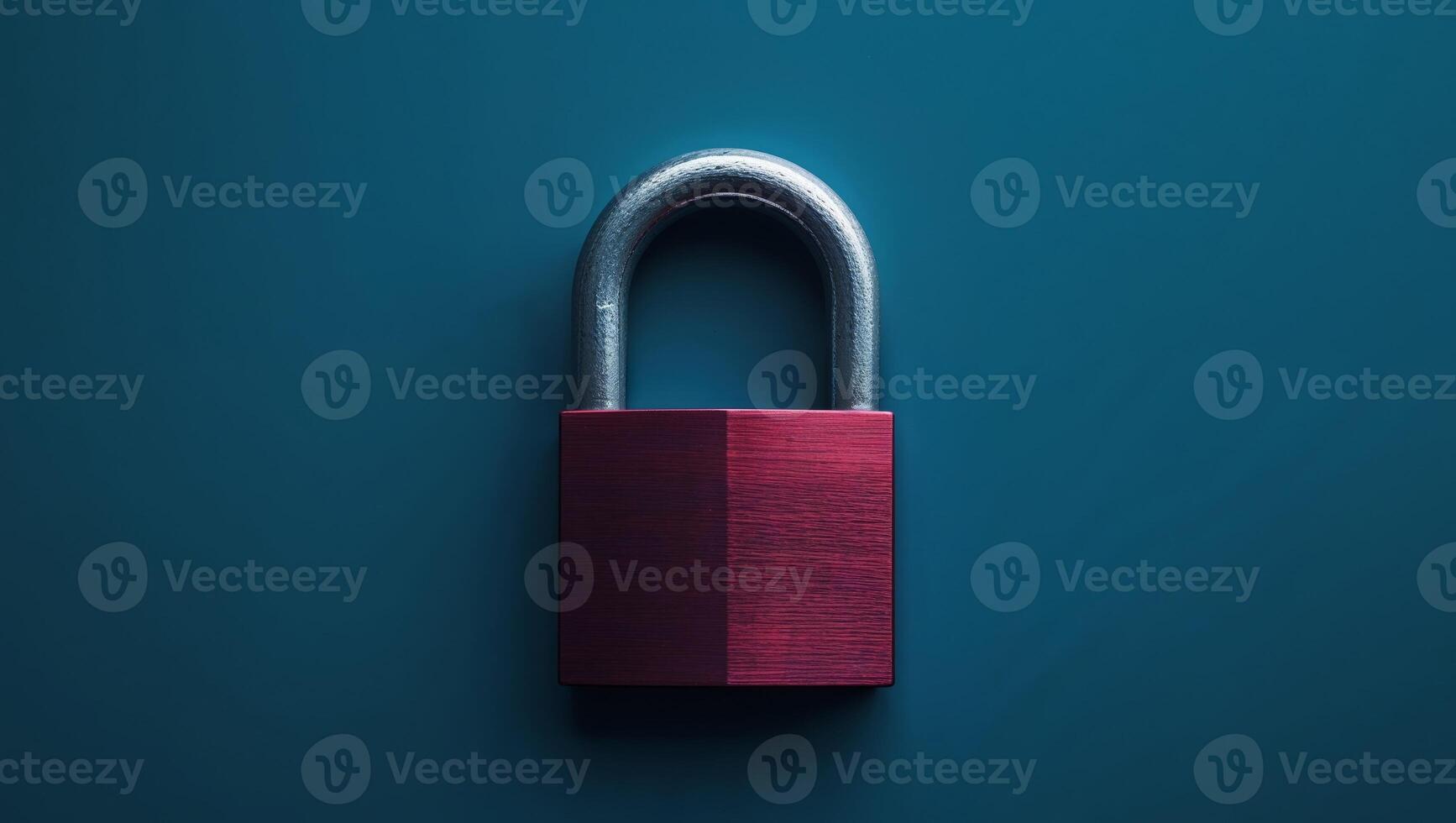 Red lock on blue background symbol of security privacy and data protection in the digital age. photo