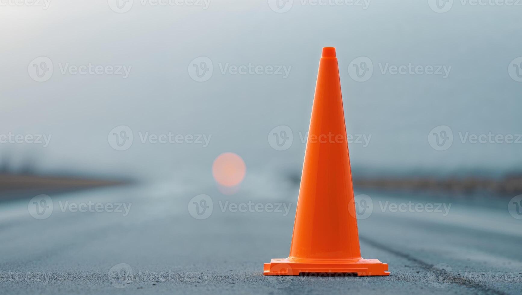 Safety Cones in Bright Orange Color for Road Work and Construction Use. photo