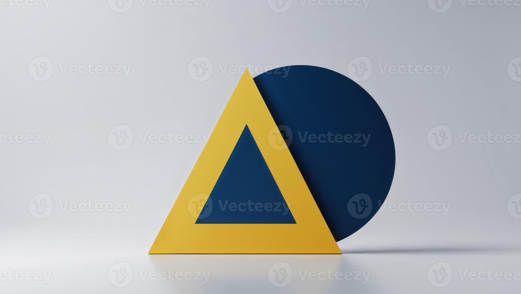 Geometric Abstract Logo with Triangle and Circle in Blue and Yellow photo