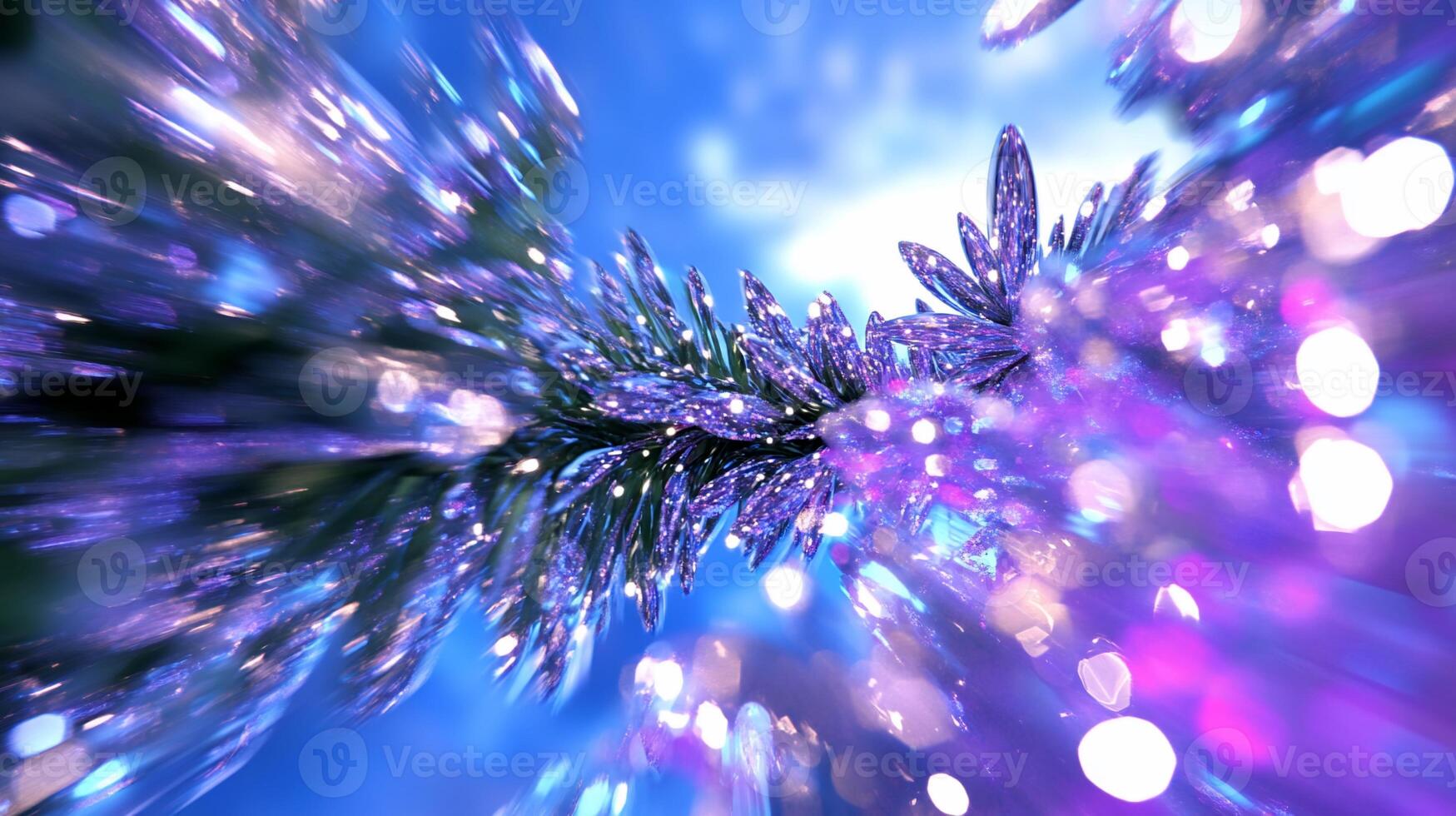 A blurry image of a christmas tree with lights photo