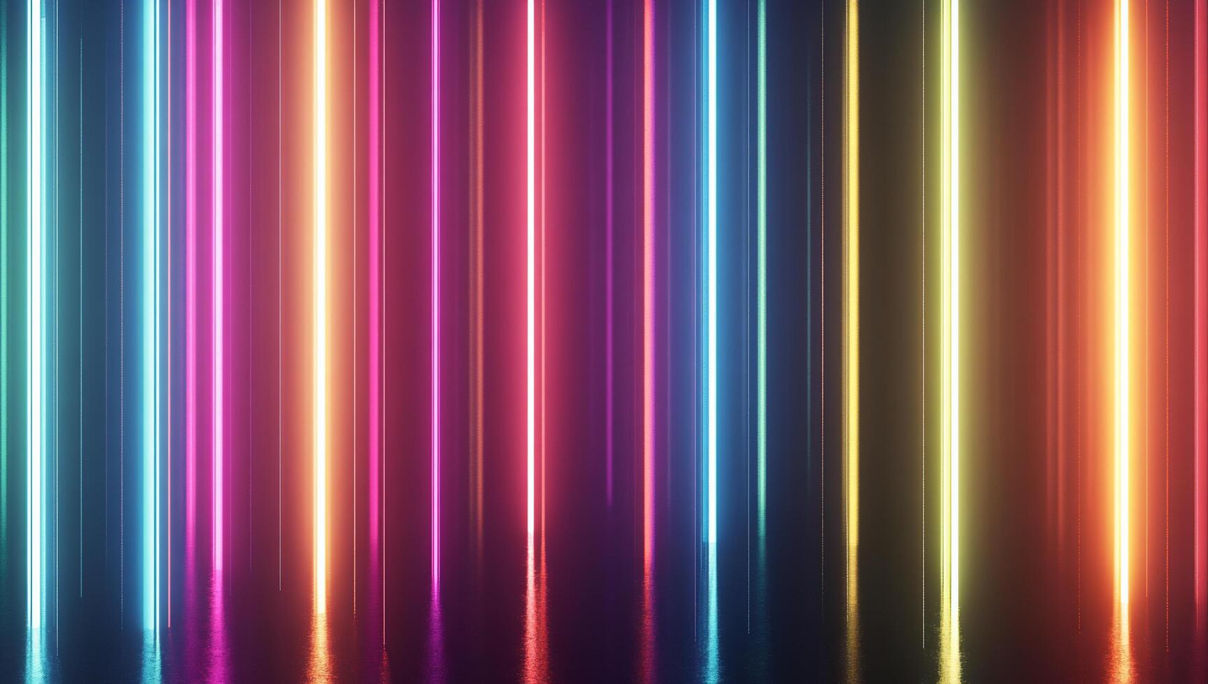 A vibrant display of colorful vertical light beams on a dark background. photo