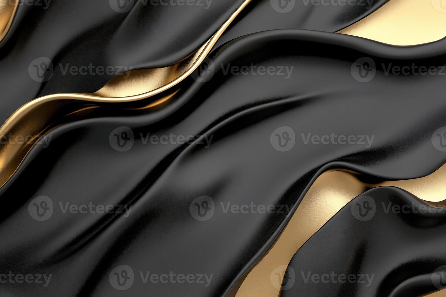 Elegant black and gold fabric waves creating a luxurious texture. photo