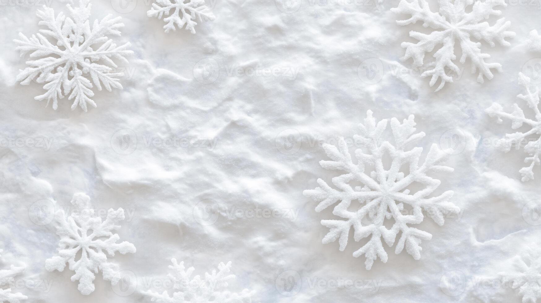 A textured white background with decorative snowflakes scattered. photo