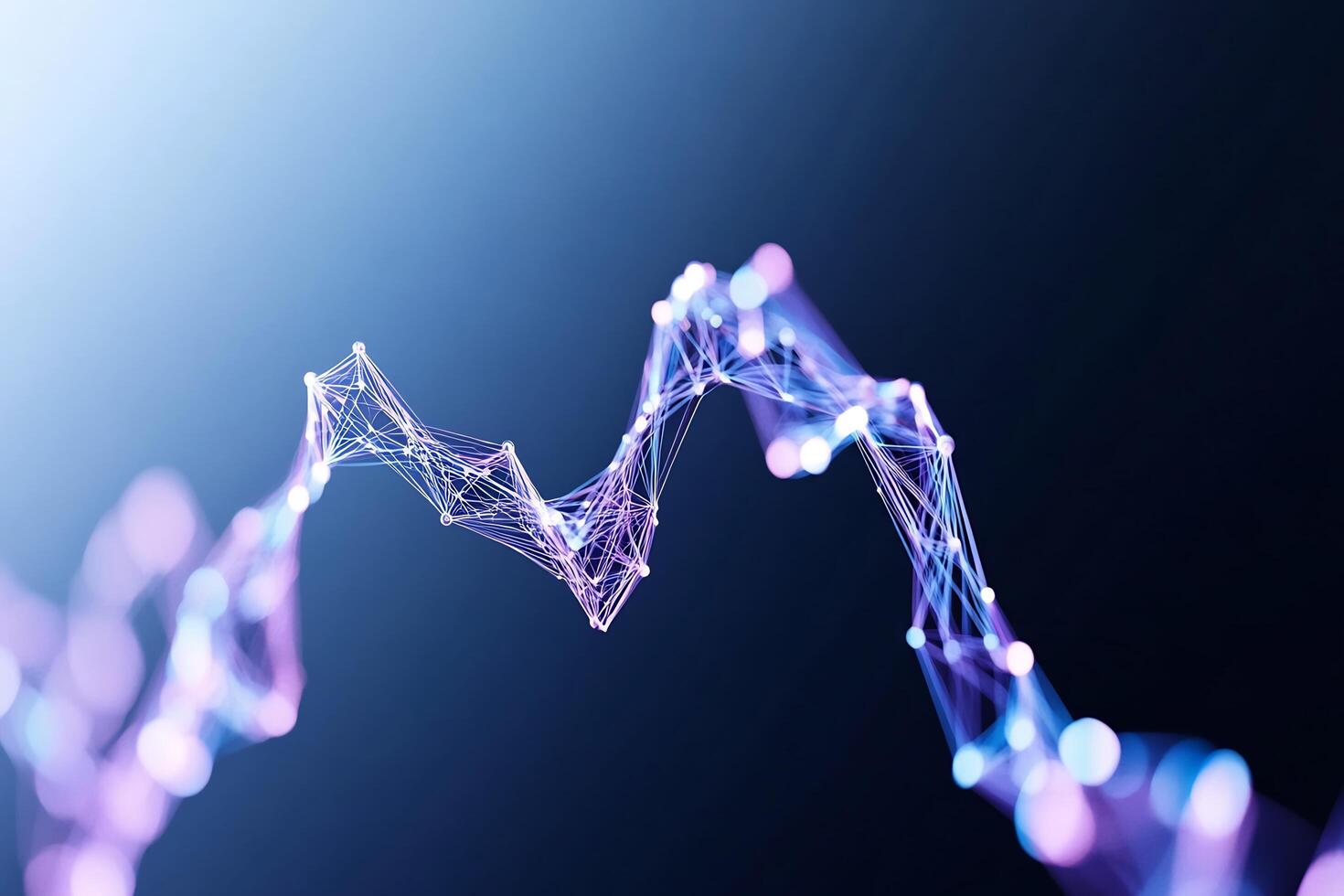 Abstract digital network connection, glowing nodes, dark background, data visualization, tech concept photo