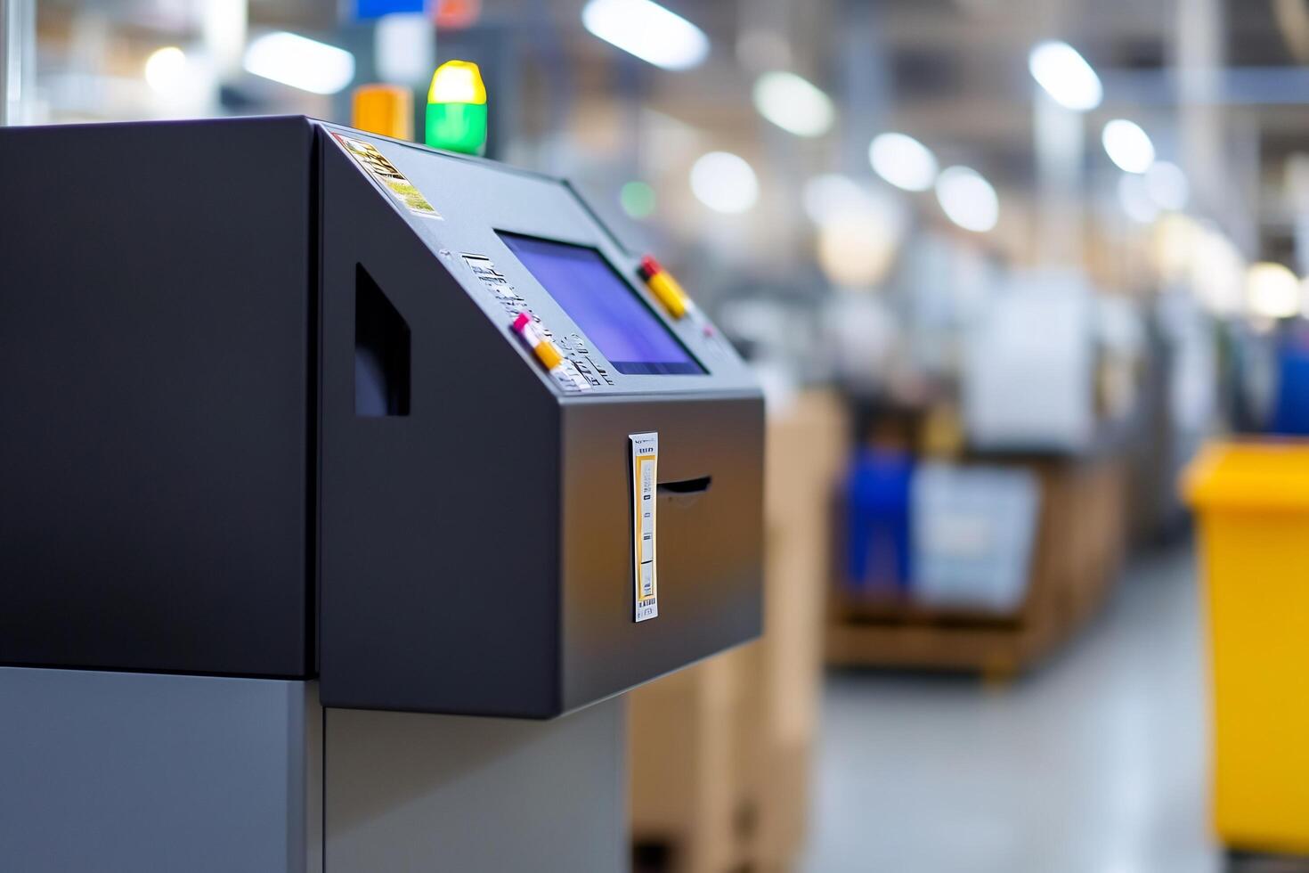 Factory control panel, automated production line photo