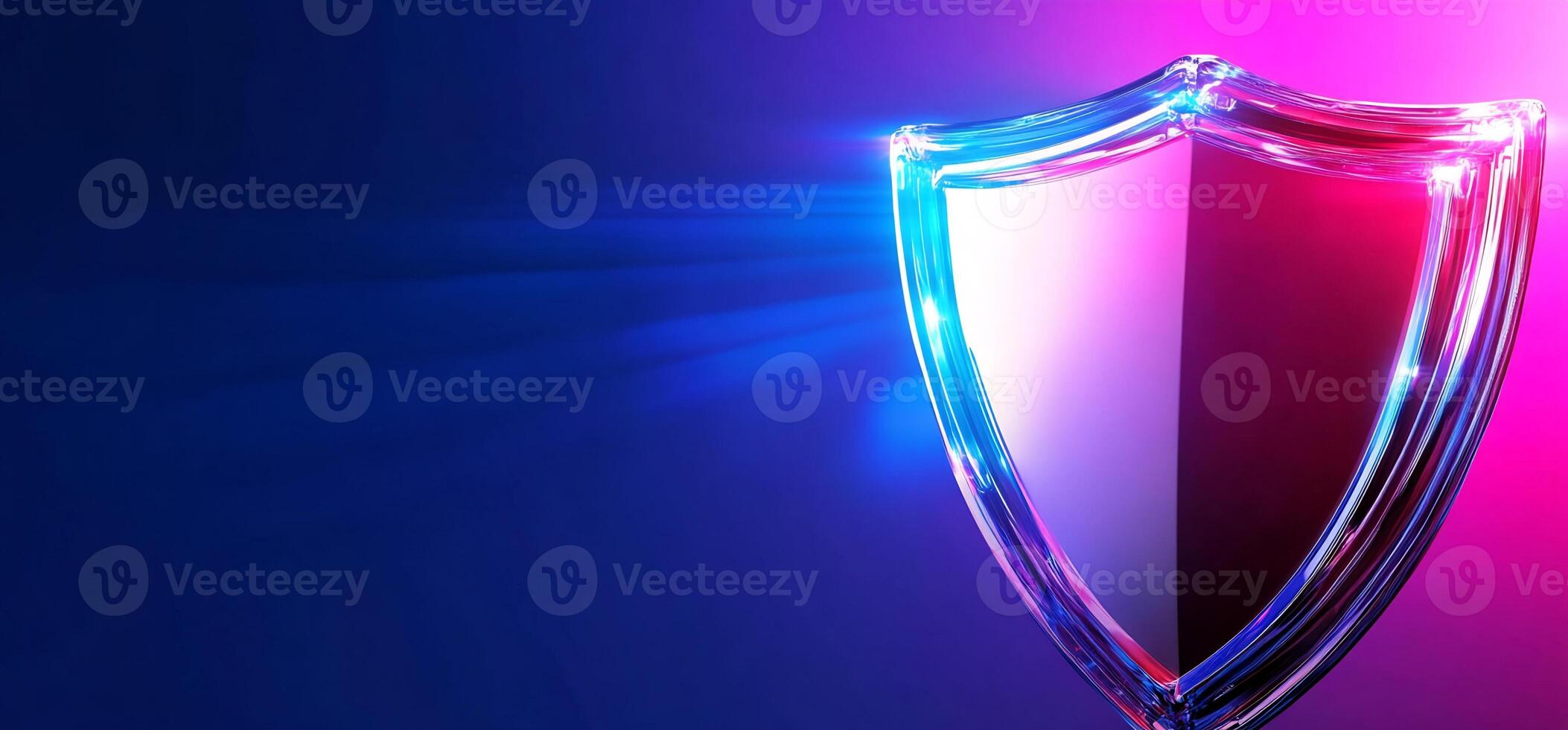 Glowing shield, digital security, abstract background photo