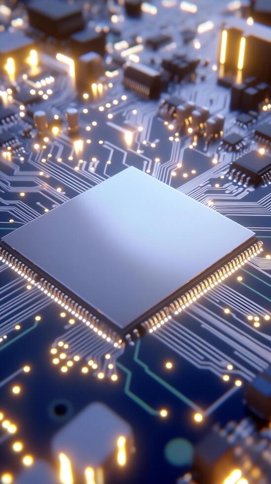 Central processing unit on circuit board photo