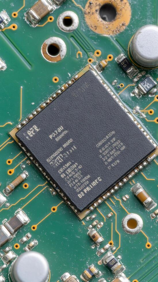 Close-up of circuit board processor photo