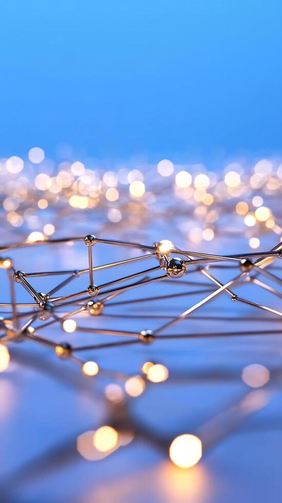 Abstract network connection, glowing lights, technology concept, bokeh background, website banner photo