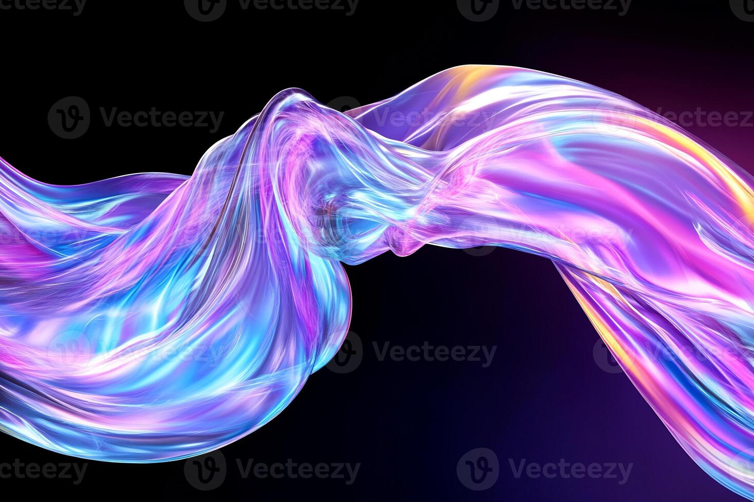 Iridescent fluid swirls, dark background, abstract art, design element photo