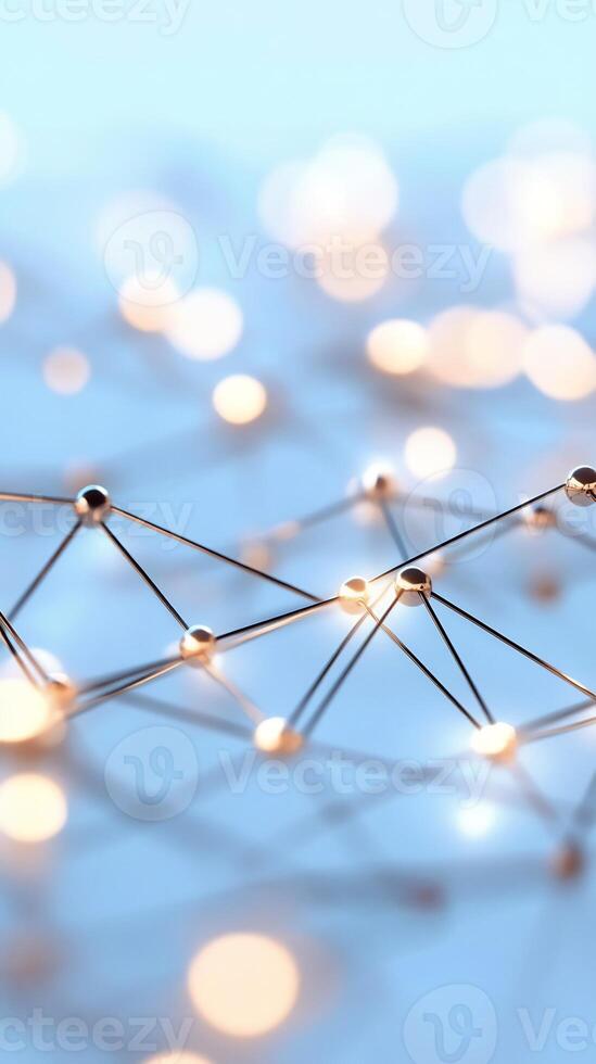 Network connection, abstract, glowing, nodes, digital, technology, background bokeh, data visualization photo