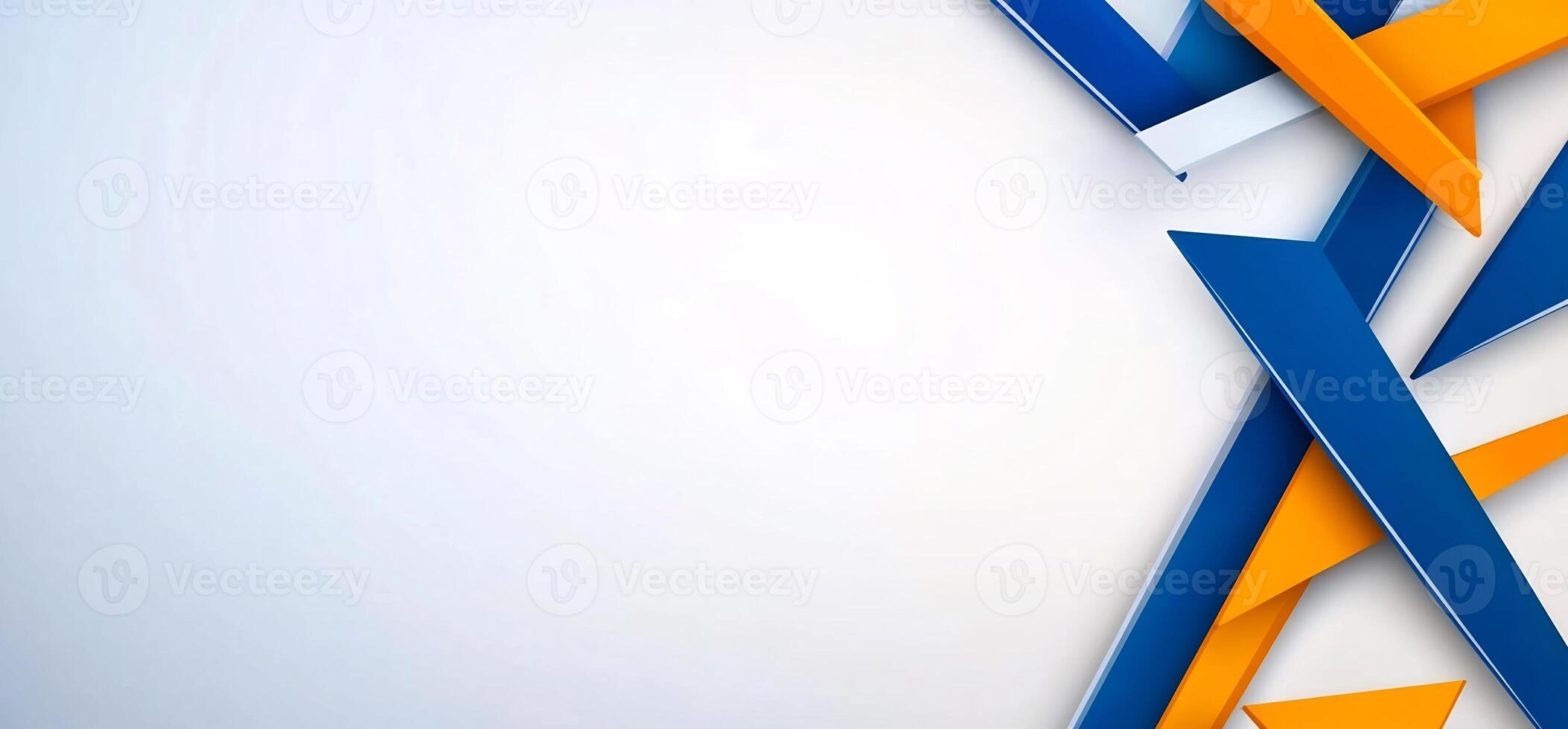 Abstract blue orange shapes design, white background, website banner photo
