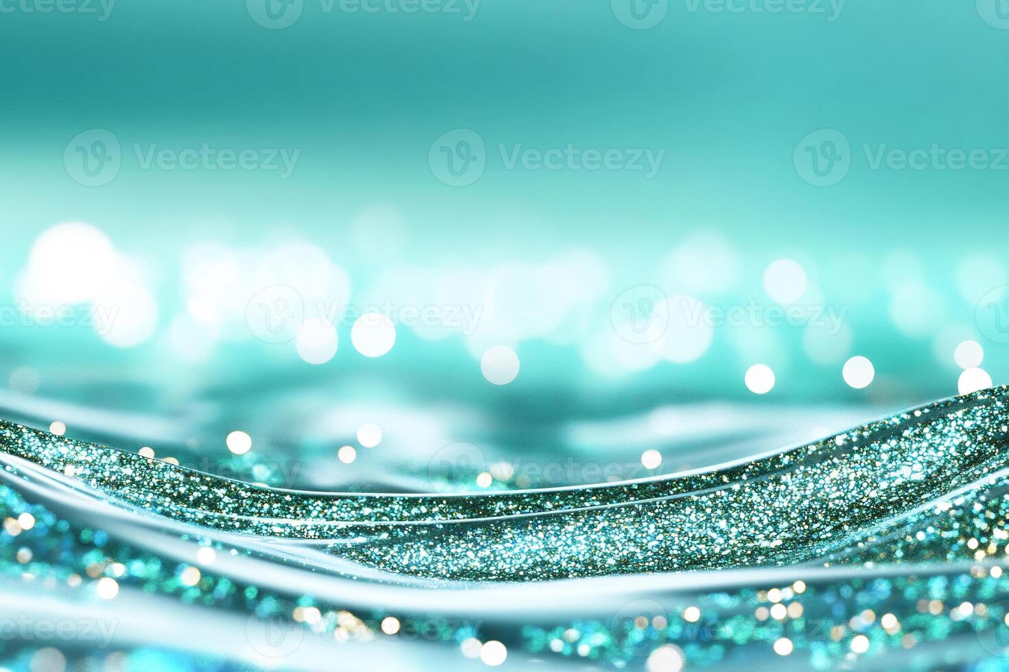 Teal glitter waves, bokeh background, abstract design, website banner photo