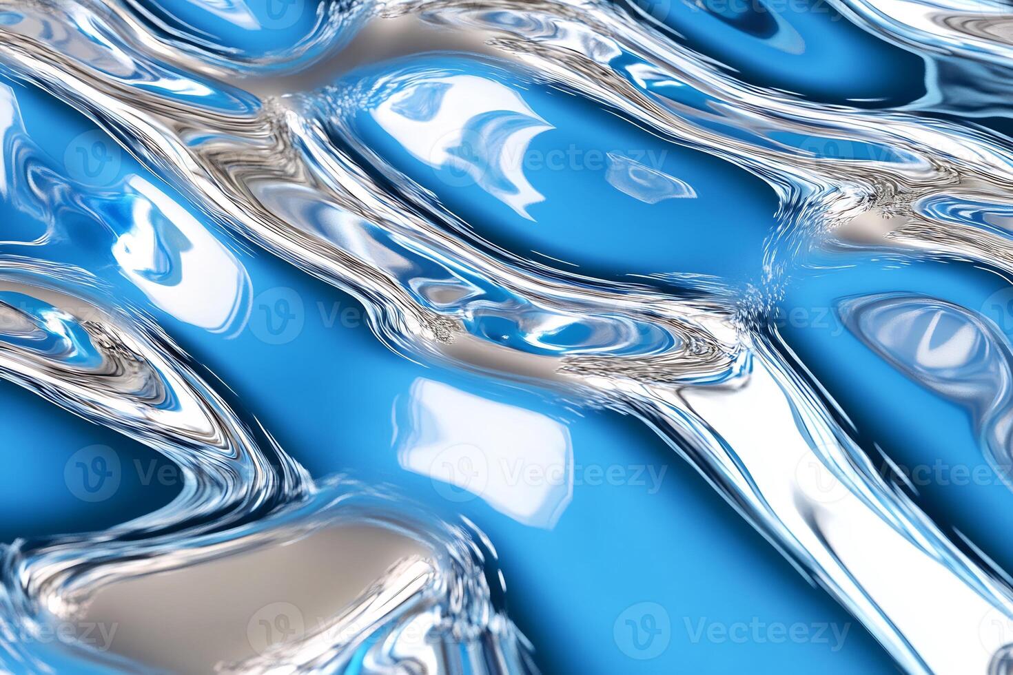 Abstract blue silver liquid wave texture background photo