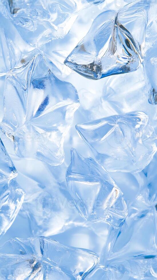 Close-up of ice cubes, chilling drink, refreshing background, perfect for beverage ads photo