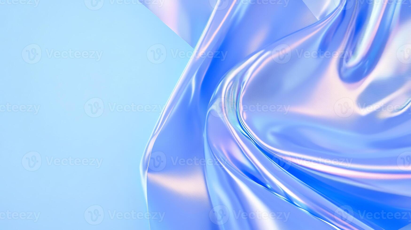 Iridescent fabric folds, blue background, abstract design, website banner photo