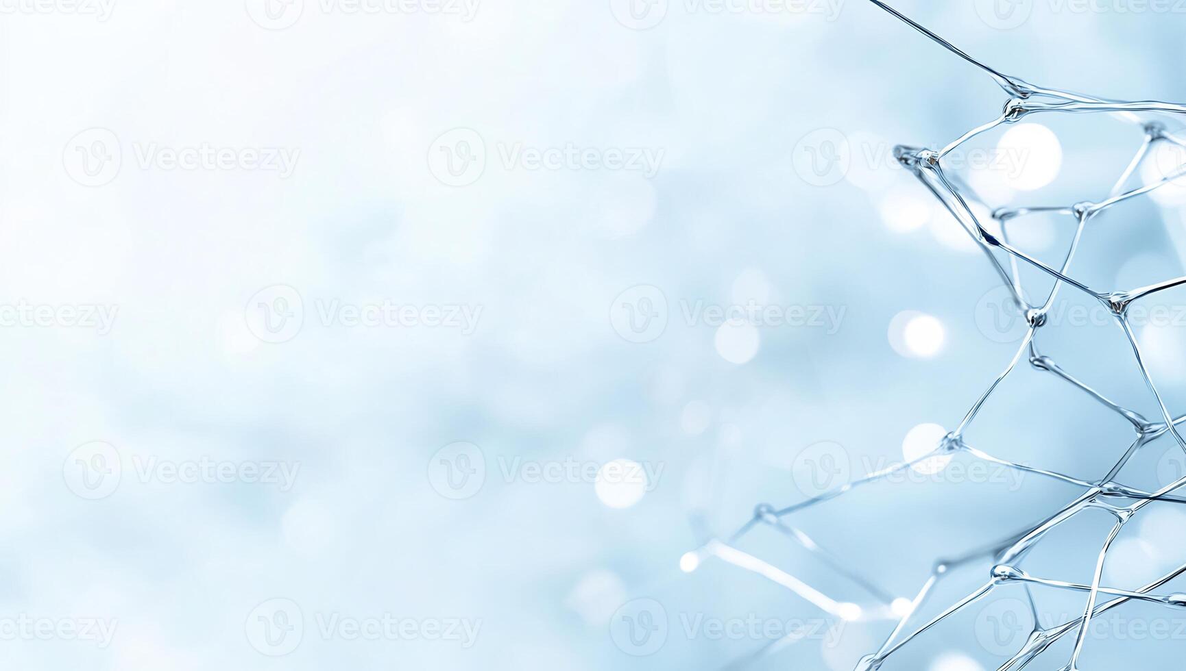 Abstract network connection, light blue bokeh background, technology concept, website banner photo