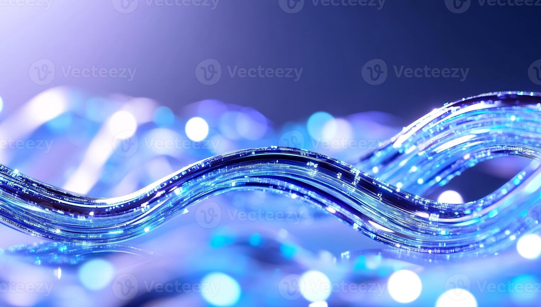 Abstract blue glowing waves, bokeh background, technology concept, website banner photo