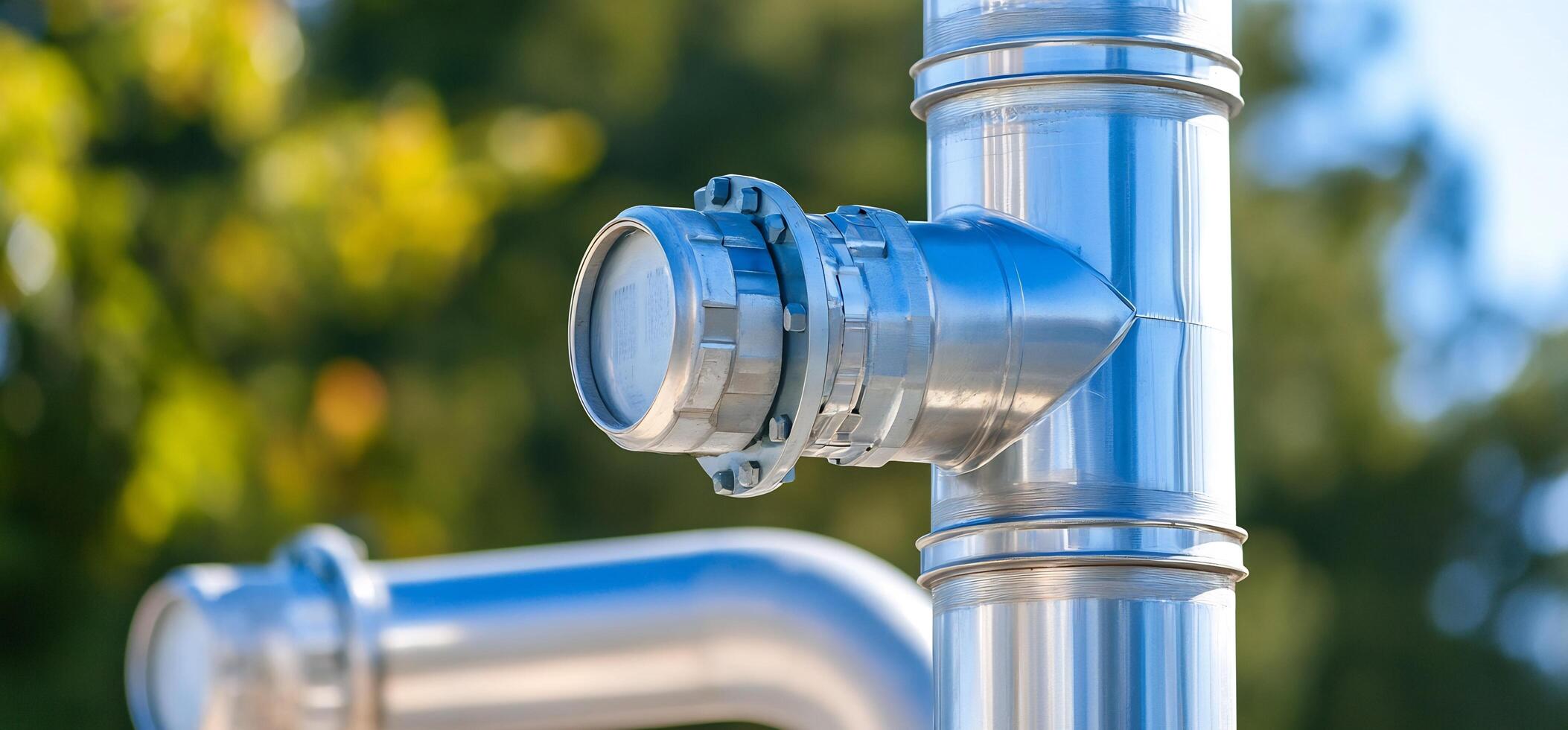 A close up of two pipes with a green background photo