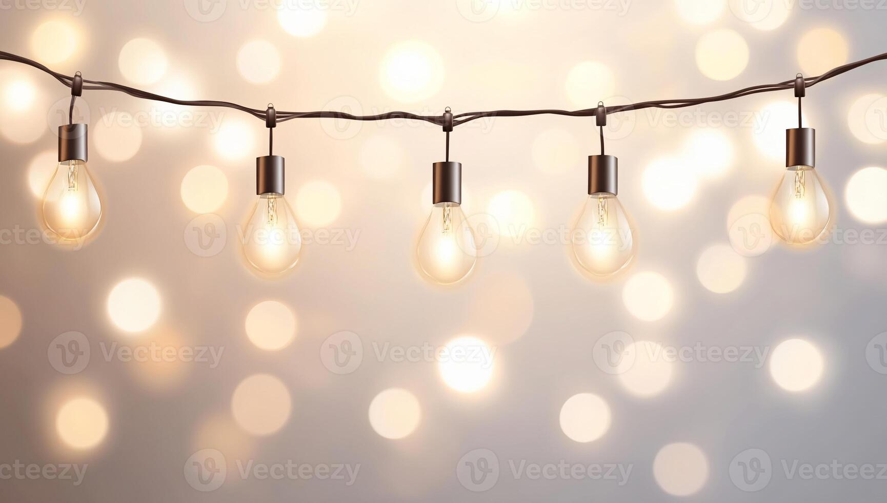 Decorative string lights with a soft bokeh background. photo