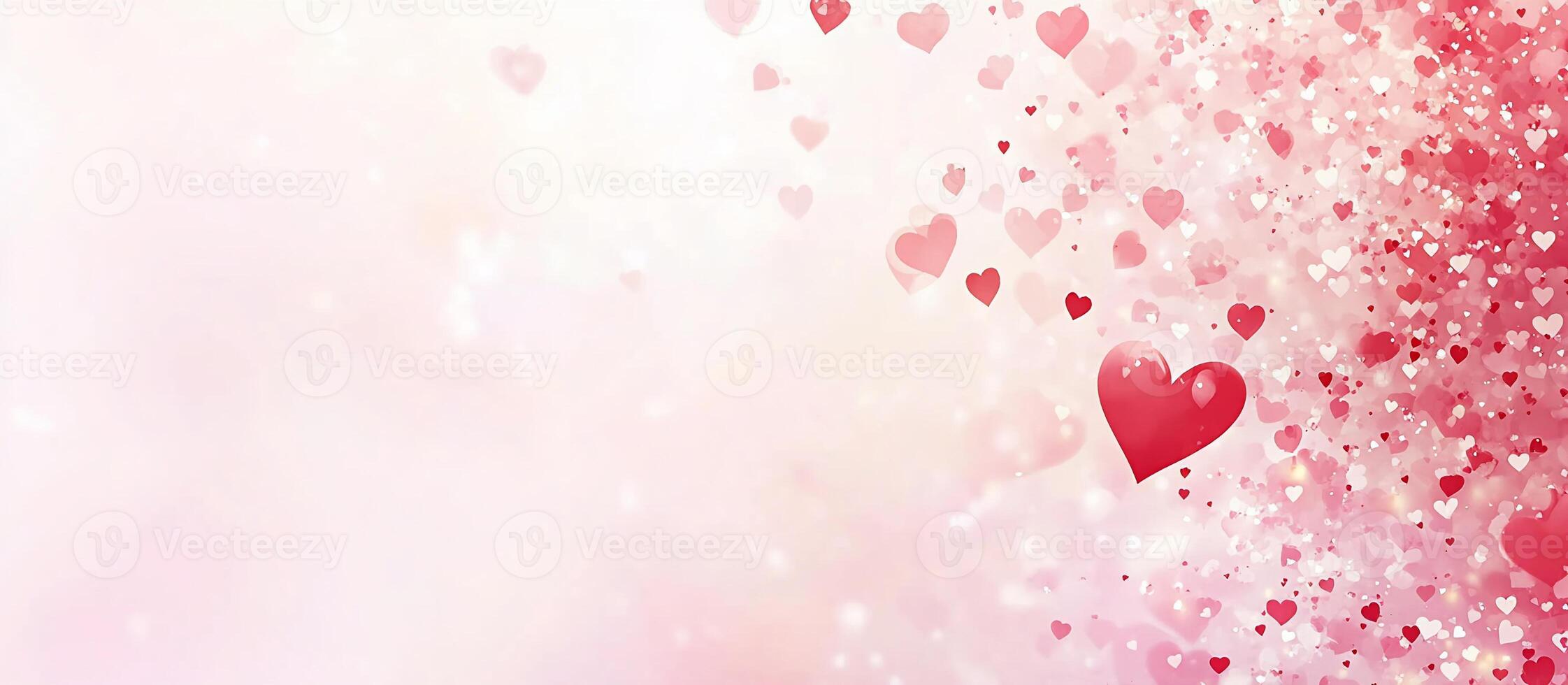 A romantic background featuring floating hearts and sparkles. photo