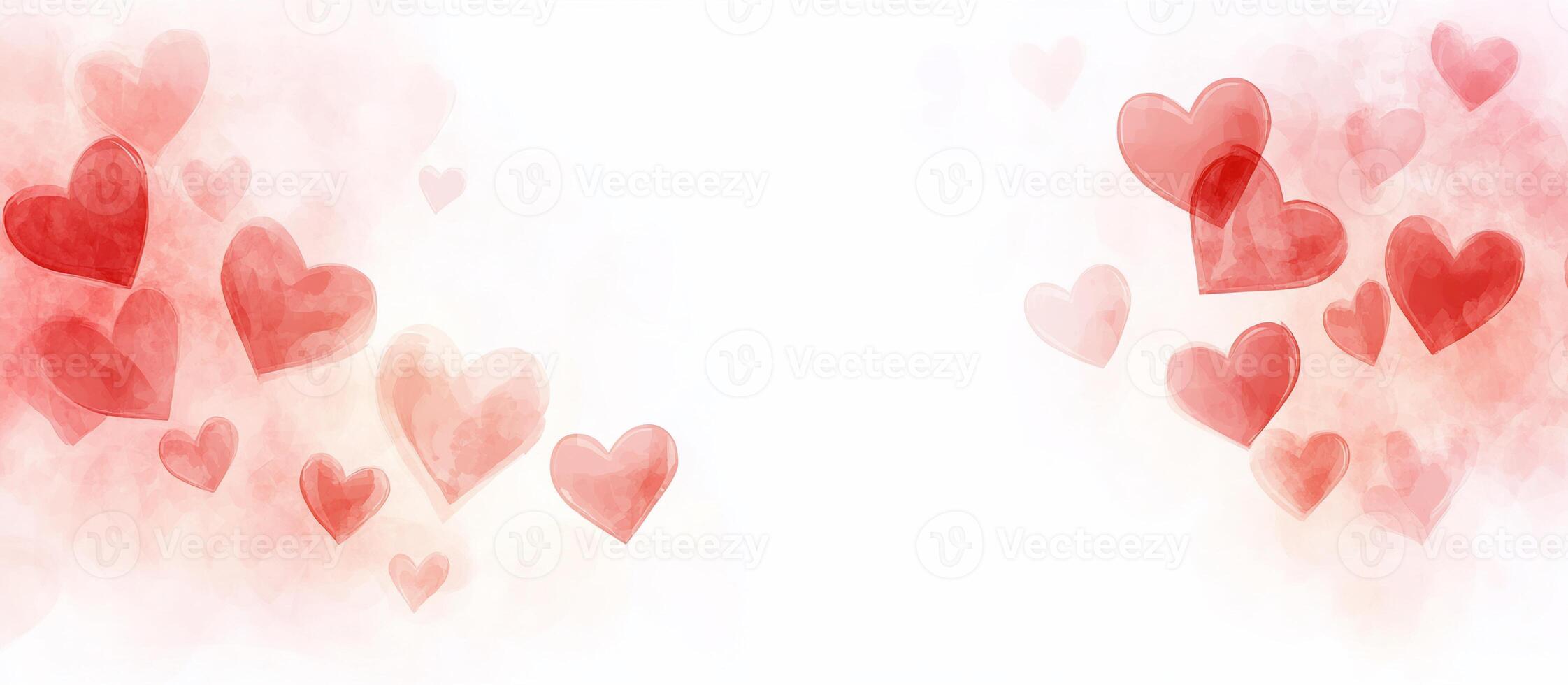 A soft, dreamy background featuring scattered red hearts. photo