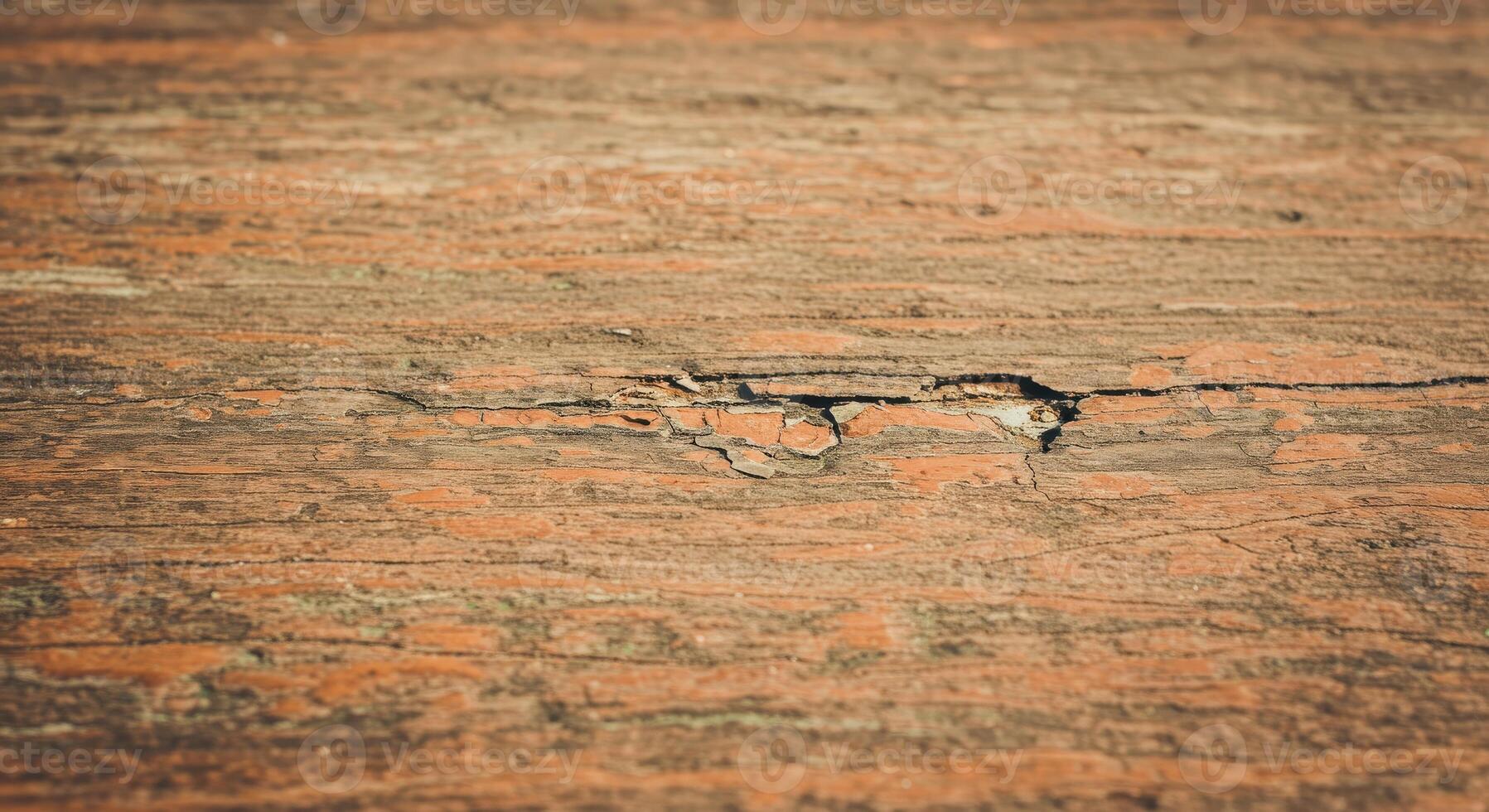 A close up of a wooden table with a crack photo
