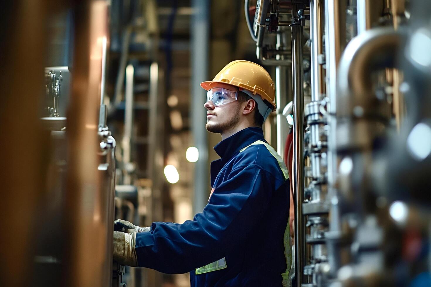 Industrial engineer working in a modern factory setting photo
