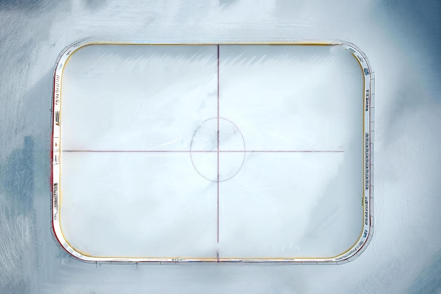 Aerial view of an empty ice hockey rink photo
