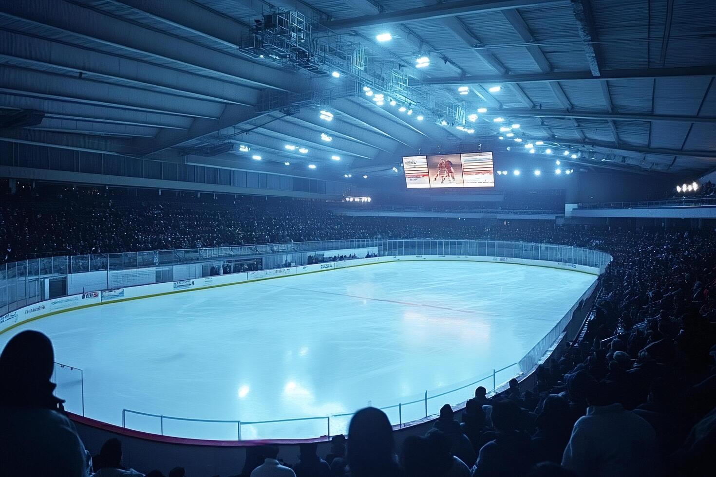 Ice hockey arena hosting championship game with spectator watching intense match photo