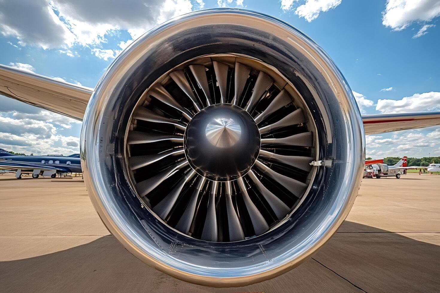 Powerful turbofan engine of passenger airplane displaying engineering prowess photo