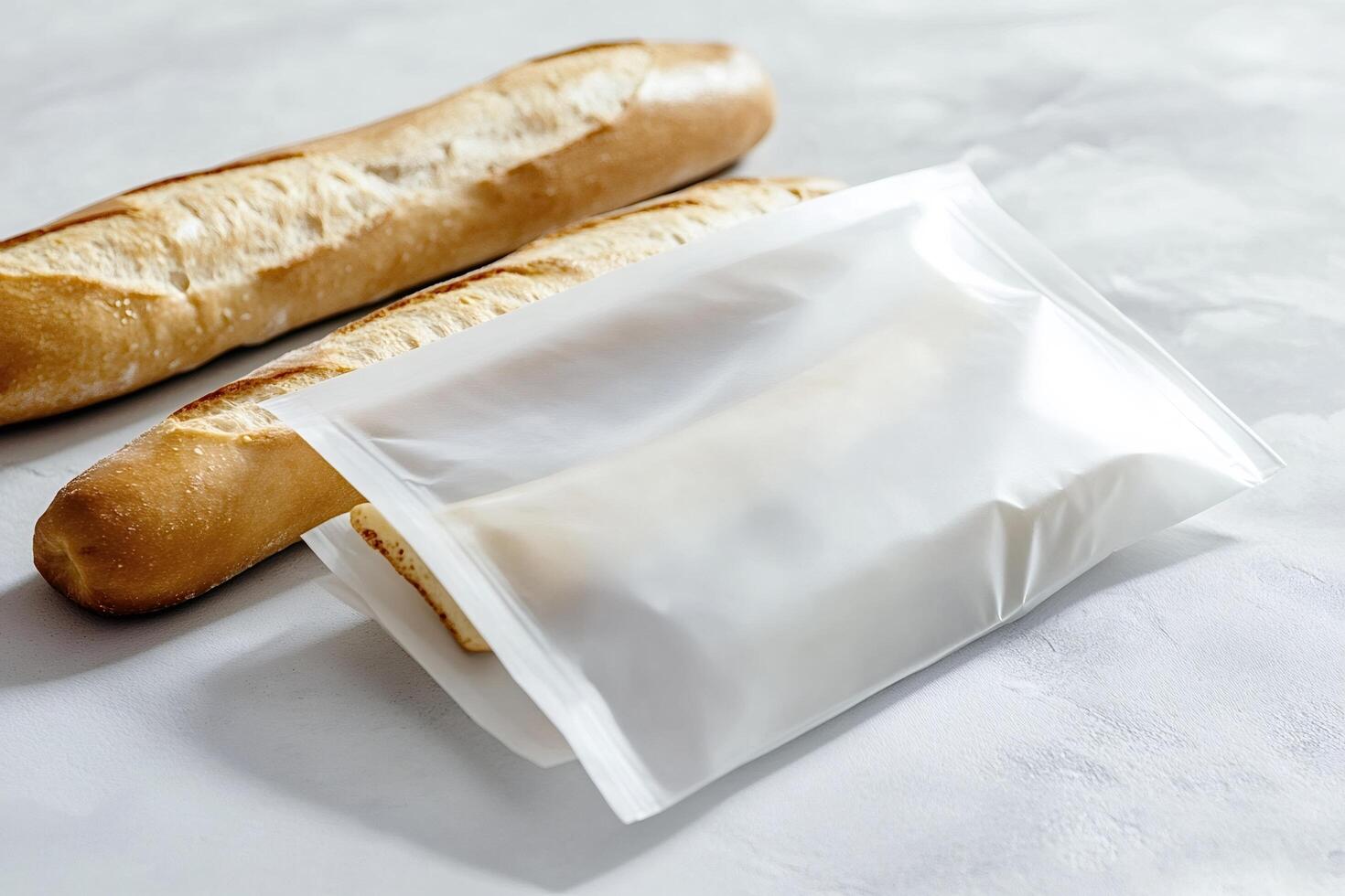 Baguettes and reusable food storage bag promoting sustainability photo