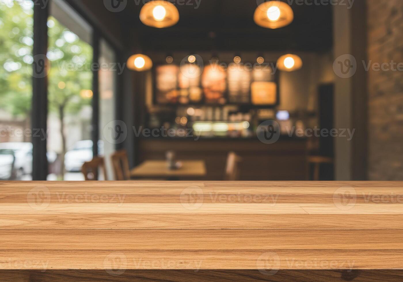 Table top in front of a coffee shop photo