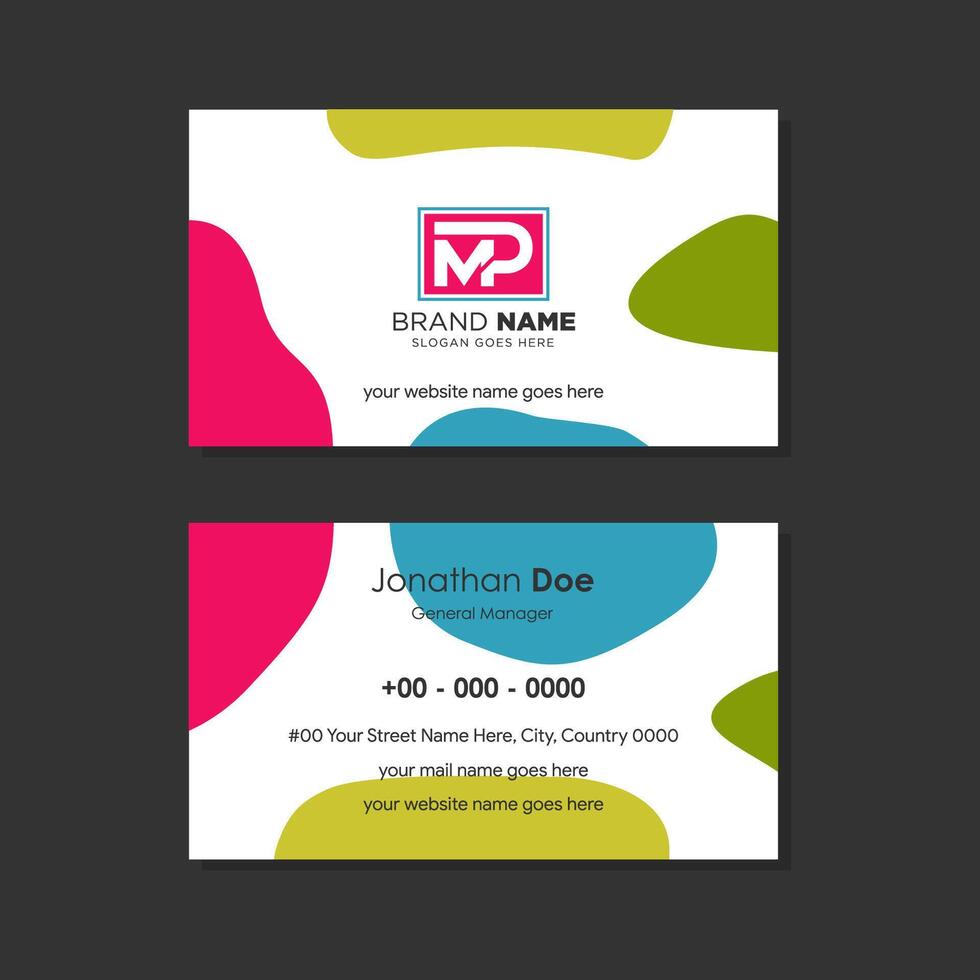 Spa business card template. colorful ornament in flat color style. duable sided identity card on horizontal layout design. vector