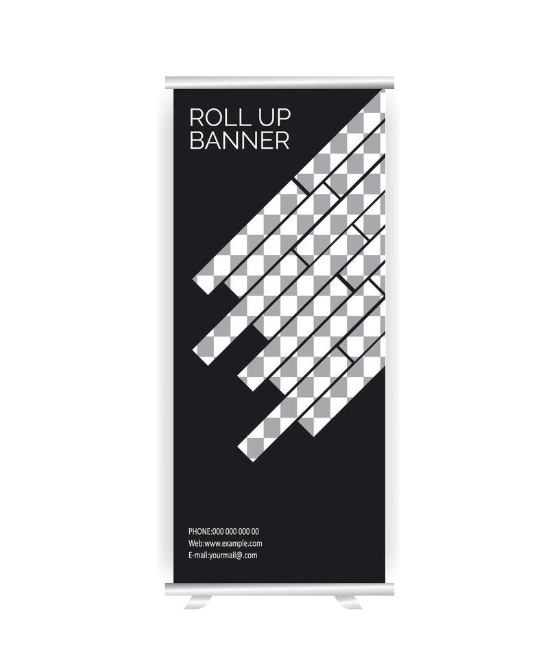 Black colour roll up banner design template vector