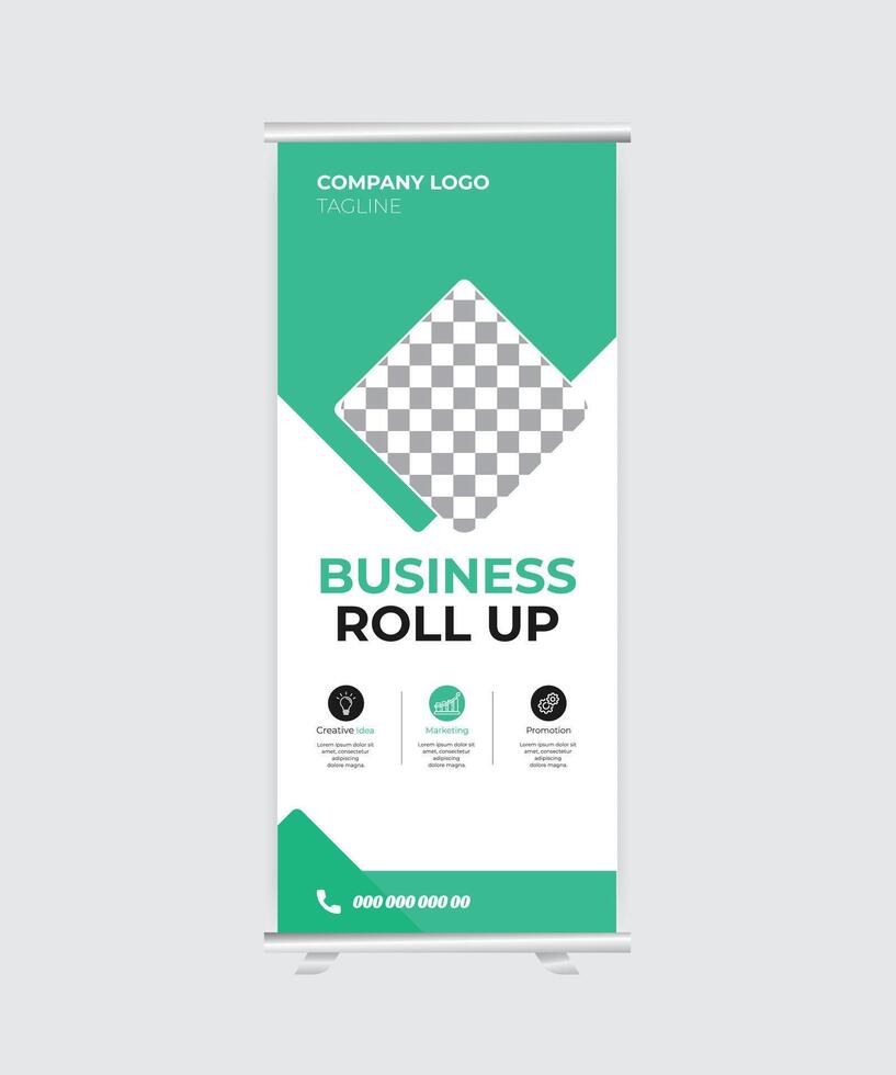Business advertise roll up banner design template vector