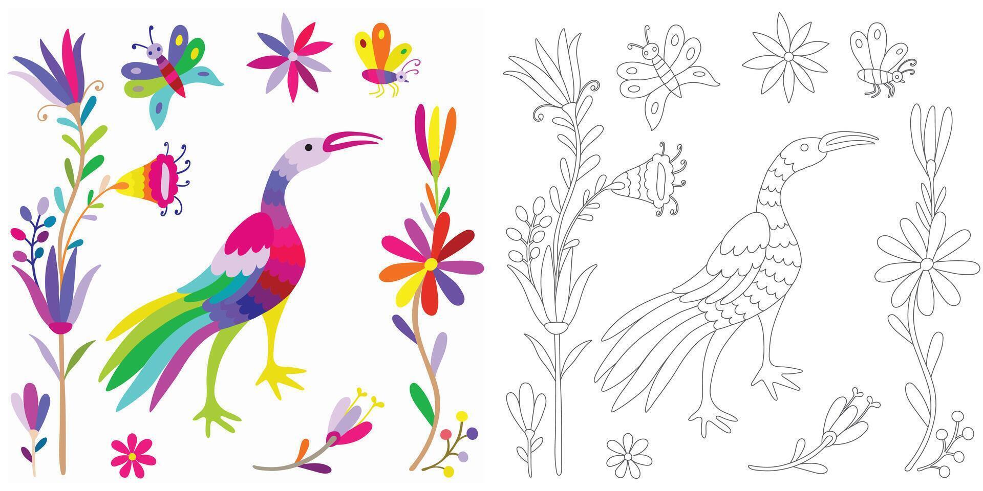 Coloring page, example for coloring vector