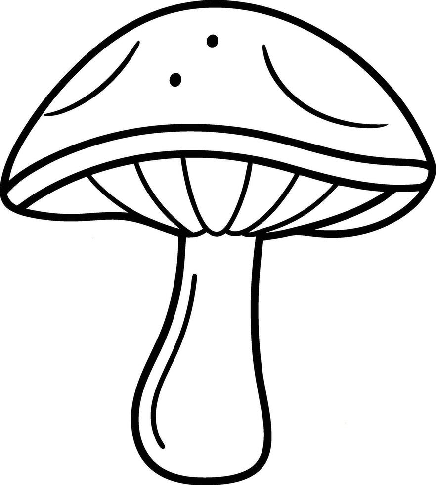 Hand-Drawn Mushroom Outline - Simple Fungi Line Art for Coloring and Design vector
