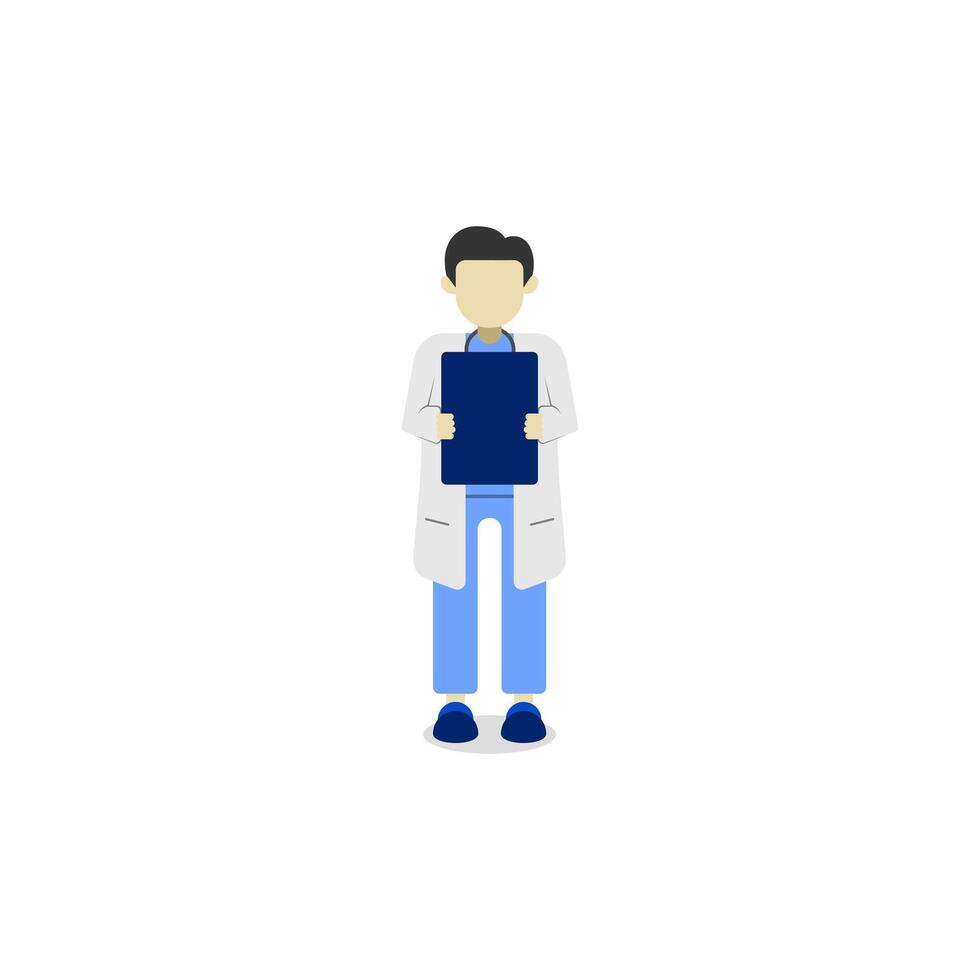 Professional Male Doctor Holding a Clipboard in Medical Uniform vector