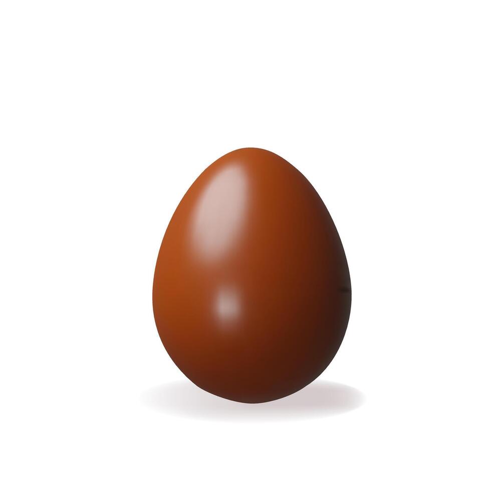 3d whole chocolate easter egg. Three-dimensional illustration. Holiday sweet food for kids. Cocoa candy gift present for spring celebration. Realistic confectionery tradition symbol eggshell vector