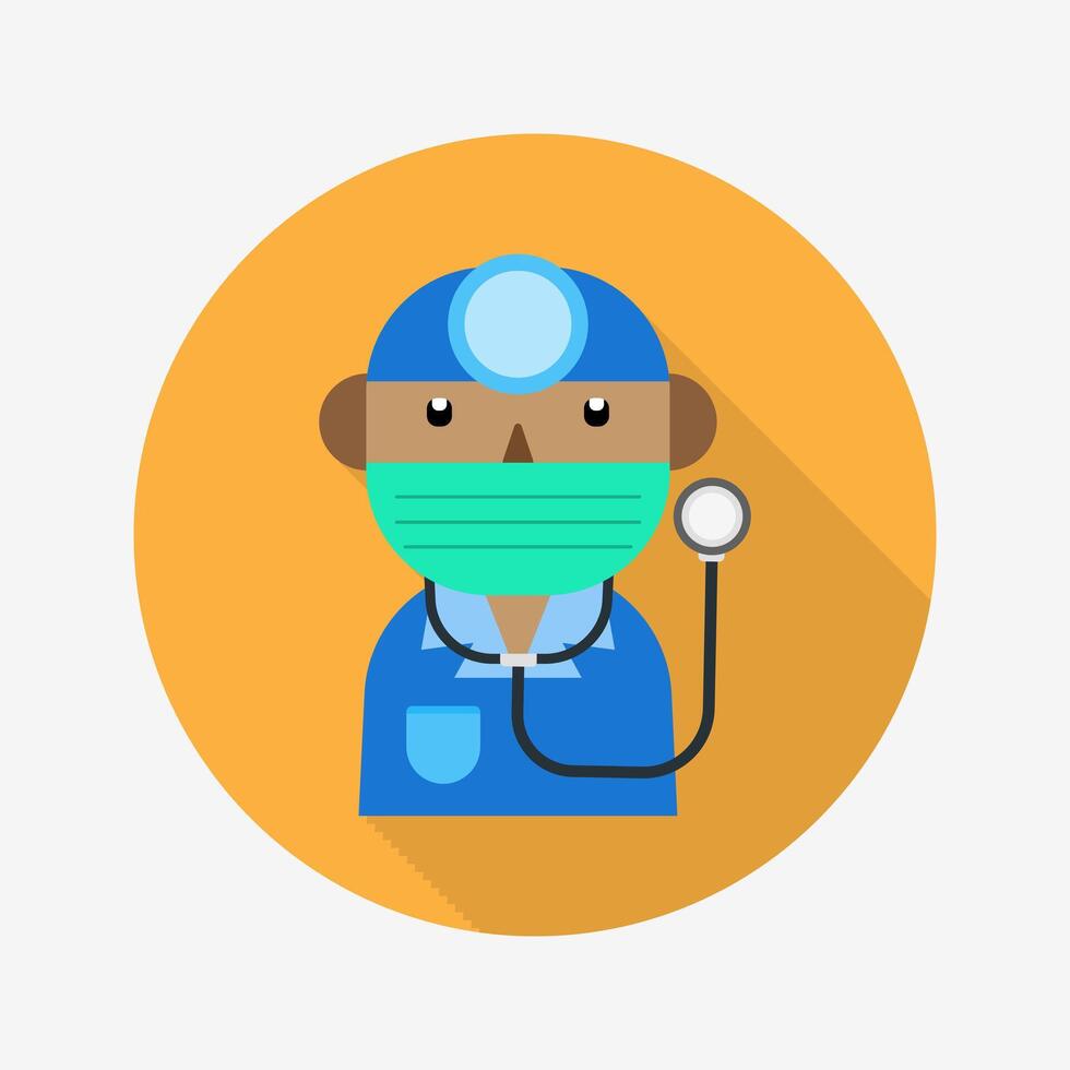 Doctor flat icon isolated on circular colored background with long shadow vector