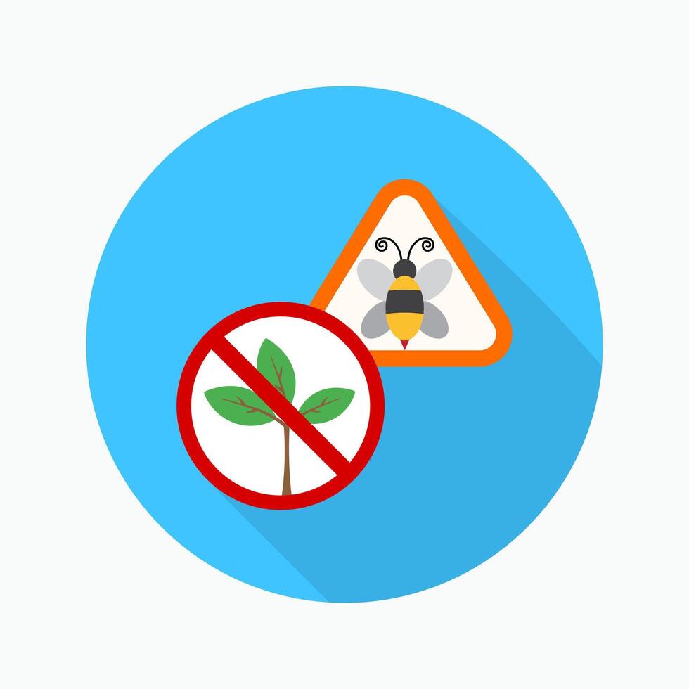 Biodiversity loss flat icon isolated on circular colored background with long shadow vector