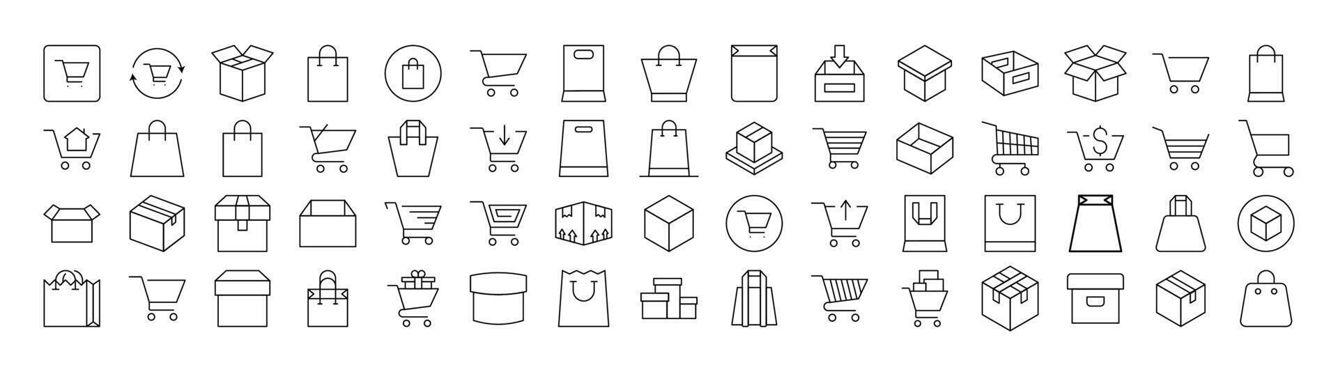 Shopping Bags Thin Line Icon Set. Outline Signs for Graphic and Web Design, Apps, Adverts, Various Cards vector