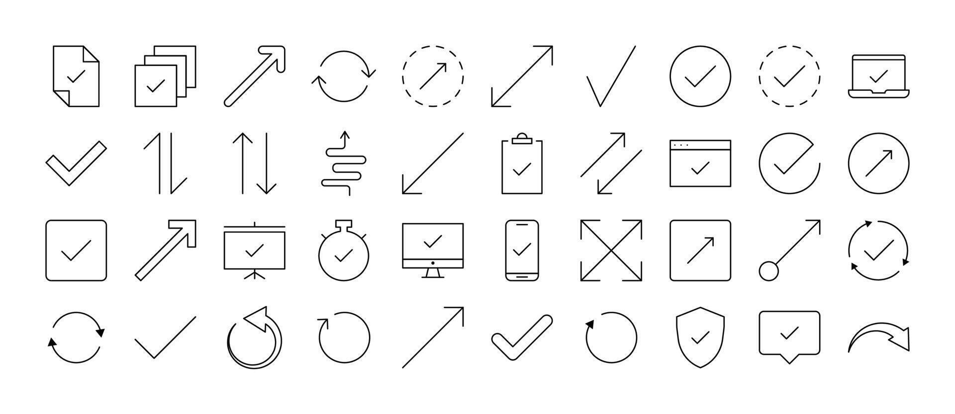 Pack of Various Arrows Related Line Icons. Outline Signs for Graphic and Web Design, Apps, Adverts, Various Cards vector
