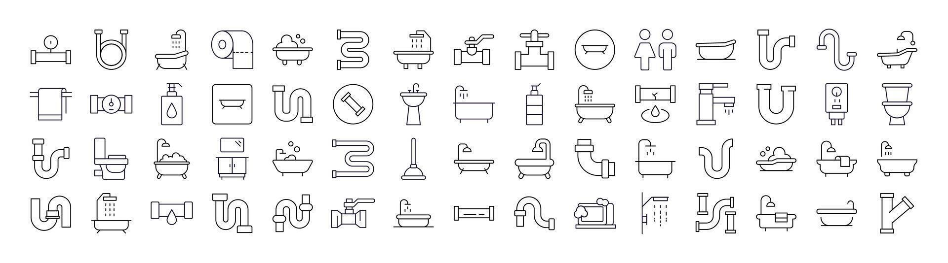 Simple Linear Icon of Faucet, Pipes, Bathroom, Toilet. Minimalistic Linear Pictogram for Web and Graphic Design, Apps, Banners, Social Network and Cards vector