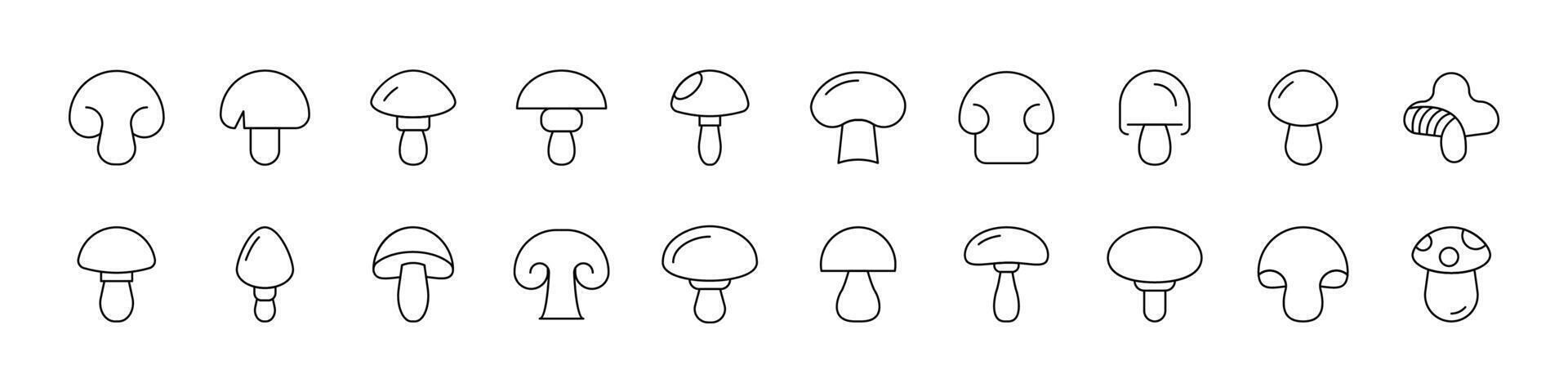 Mushroom Line Icon Bundle. Outline Signs for Graphic and Web Design, Apps, Adverts, Various Cards vector