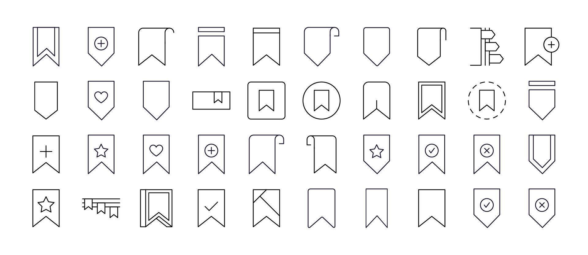 Pack of Line Icons of Bookmark. Minimalistic Linear Pictogram for Web and Graphic Design, Apps, Banners, Social Network and Cards vector