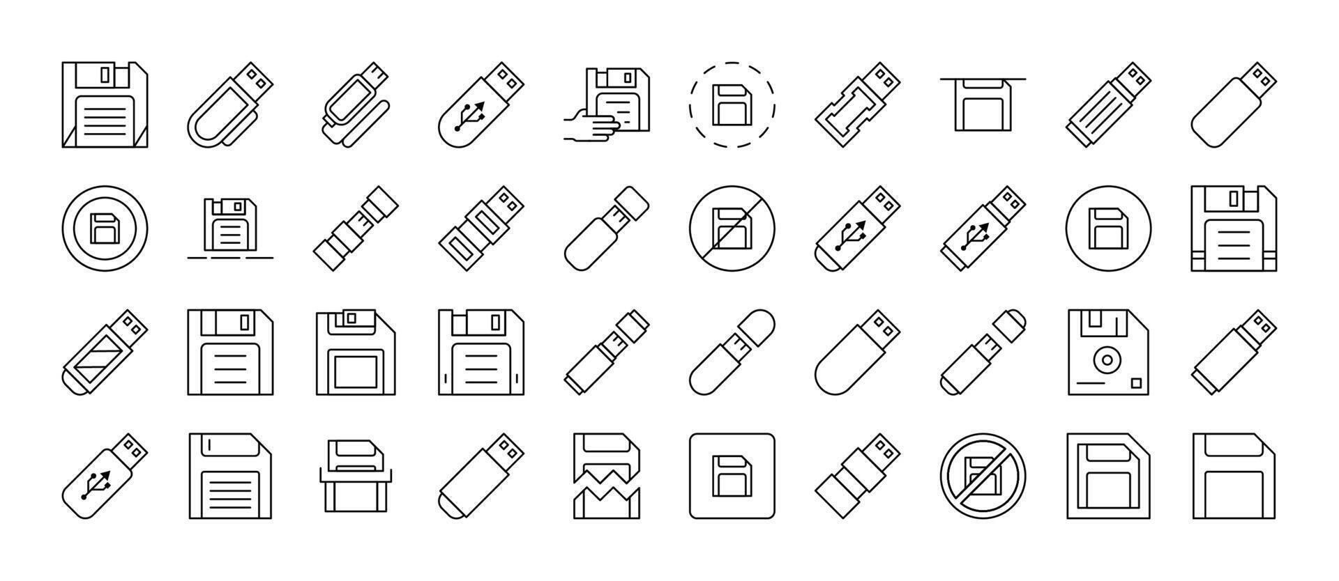 Flash Card Thin Line Icon Set. Outline Signs for Graphic and Web Design, Apps, Adverts, Various Cards vector